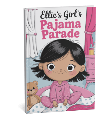 a book with a picture of a girl in pajamas