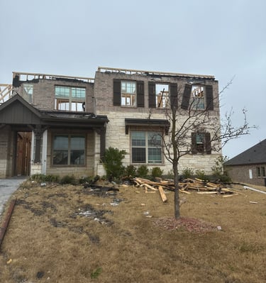 lightning strike fire damage home exterior Sunnyvale TX - Irvin Restoration featured project before