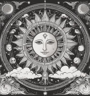 A storefront features a prominently displayed neon sign with the word 'PSYCHIC' in bright red. The window is adorned with red string lights and contains various decorative items, including statues and plants. A poster inside provides additional information on psychic services.