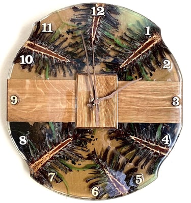 13''Modern Epoxy and Wood Wall Clock, Wooden and Epoxy Clock for Wall, Epoxy Wall Clock, Wooden Wall