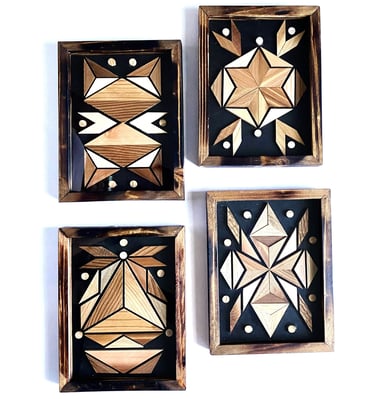 Contemporary Geometric Wall Art with glass on top, Bar Wall Art, Wooden Mosaic, Wall Decoration, Mod