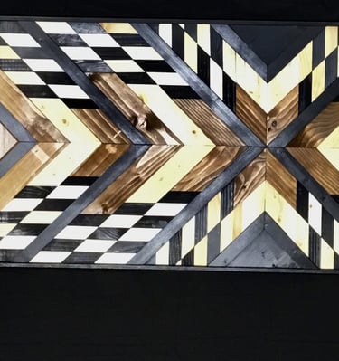 Contemporary Geometric Wall Art, Wood Wall Art, Wooden Mosaic, Dark Wall Decoration. Modern Wooden A