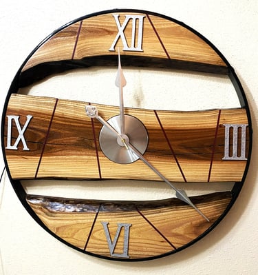 Wooden Wall Art, Metal Wood Wall Clock, Big Wood & Metal Wall Clock