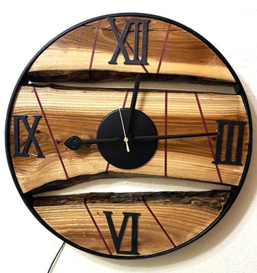 Metal and Hardwood Wall Art clock.