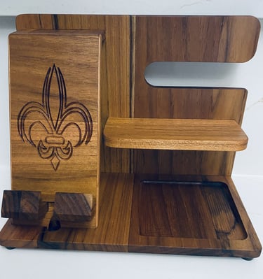Wood Phone Docking Station, Desk Accessories & Workspace Organizer,