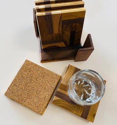 End Grain Luxury Wood Coasters, Coffee Coasters, Beer Coasters, Set of 6