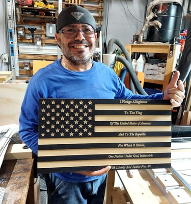 Carbide create 3D CNC. American Flag - Wooden - USA - CNC - Engraved