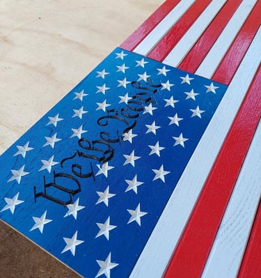 Rustic Wooden CNC Carved American Flag.
