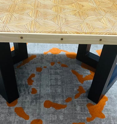 This product is manufactured to order. Metal, Wood And Epoxy  coffee table. Indoor & Outdoor.