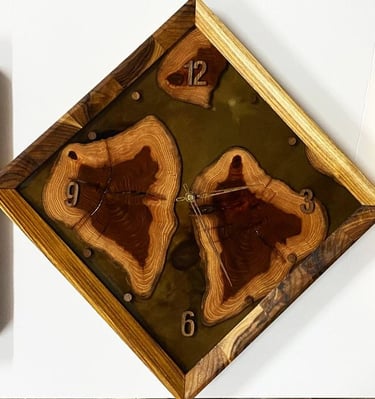 Wood wall clock with Epoxy resin, best ever gift