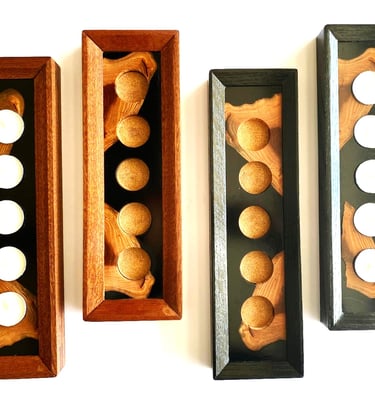 Epoxy and  Hardwood  Tealight Candle Holder, 5 Holes - Candle Centerpieces for Tables or Bar. 