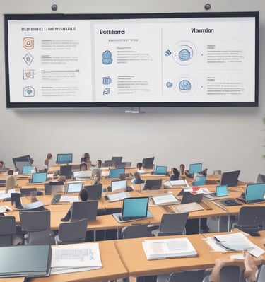 An instructor explaining concepts on a digital whiteboard.