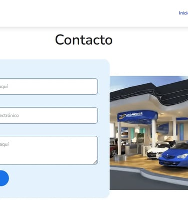 Formulario de contacto y tienda de venta de autos