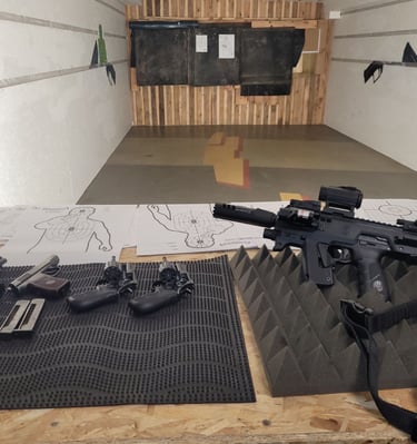 gulintys ginklai šaudykloje