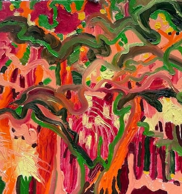 Rainforest Party 2023 Oil on Canvas Board