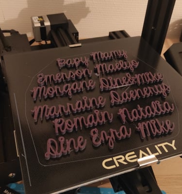 Prénoms imprimés en 3D
