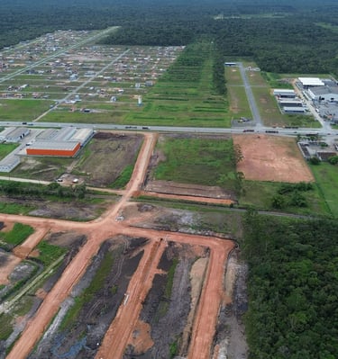 Loteamento Refugio dos Passaros - Araquari visao aerea com obras iniciada