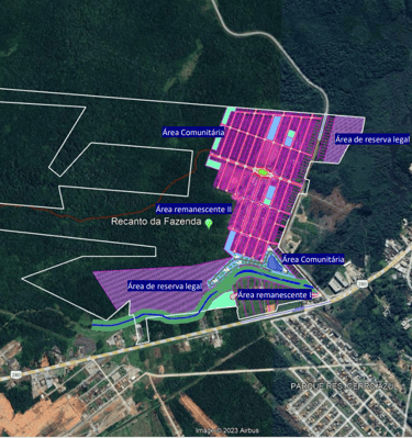 Lotes em Araquari - Mapa de implantação do Loteamento Recanto da Fazenda