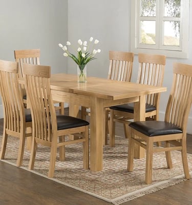150/195cm Butterfly Extending Dining Table with 6 Chairs
