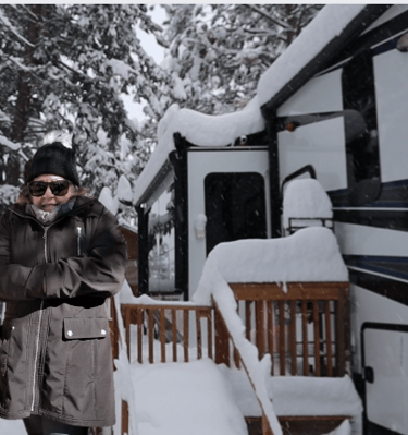 RV covered in snow