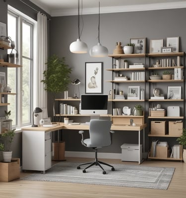 A team collaborating around a large table in a bright room.