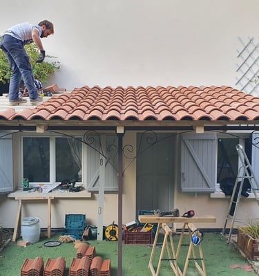 Appentis en bois avec couverture tuiles