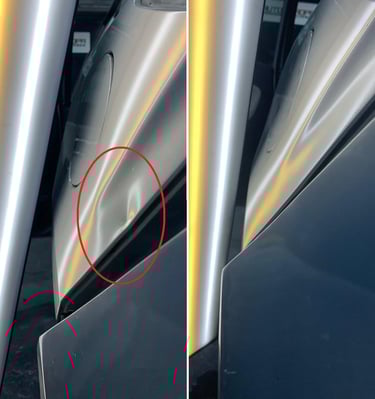 a train car with a red circle around the front of the car