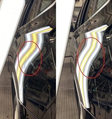 a car with a yellow arrow pointing to the side of the car