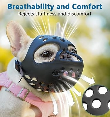  BARKLESS Short Snout Dog Muzzle, Soft Silicone Flat Faced Muzzle for French Bulldog Shih Tzu and Pu