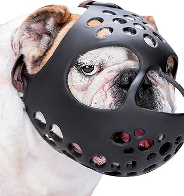 BARKLESS Short Snout Dog Muzzle, Soft Silicone Flat Faced Muzzle for French Bulldog Shih Tzu and Pug