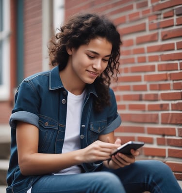 An open notebook with handwritten notes is placed on a wooden table next to a smartphone. The notes appear to focus on personal development and creative values. A partially visible laptop is in the background, creating a workspace setting.