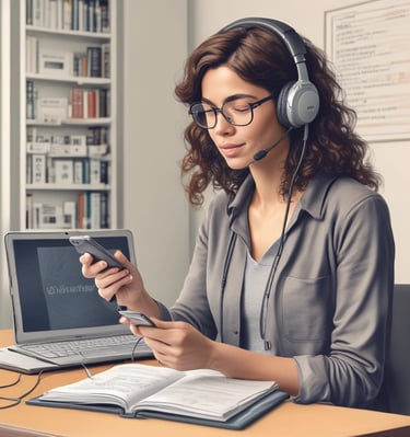 A hand holding a journal with a plain cover surrounded by a field of white daisies with yellow centers. The hand is resting among vibrant green foliage, suggesting a peaceful outdoor setting.