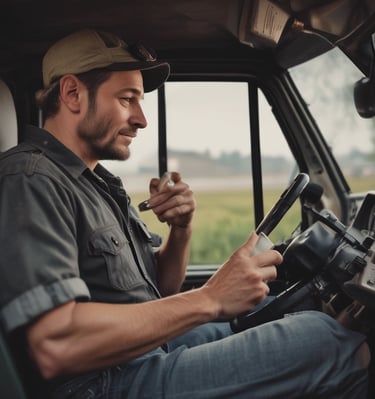 A journal with a simple design of a white branch and leaves on a brown cover rests on a table. Next to it, a box of stationery supplies, including tape and colored circles, is visible. A pen is tucked into the journal, which sits on top of a closed burgundy folder.