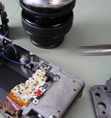 dismantled camera for repair