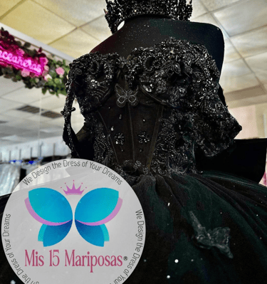 black Quinceanera Dress Made Exclusive for Alamo Bridal In San Antonio TX. Quince Dream Dress