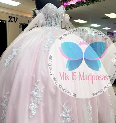 Light Pink Quinceanera Dress Made Exclusive for Alamo Bridal In San Antonio TX. Quince Dream Dress