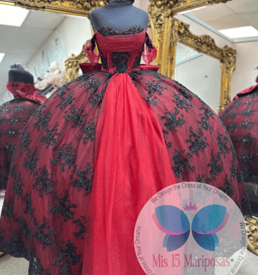 red Quinceanera Dress Made Exclusive for Alamo Bridal In San Antonio TX. Quince Dream Dress