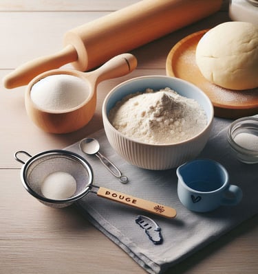 Wood French Rolling Pin in Action with Dough
