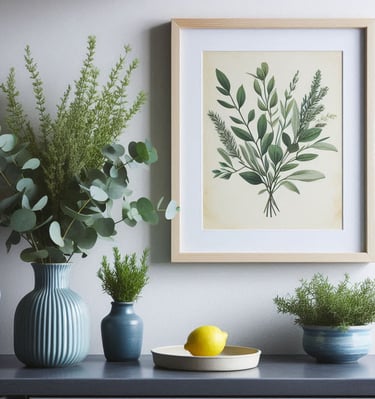 Framed Kitchen Art with Greenery (Focus: Kitchen Art)