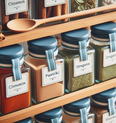 Organized Spice Rack with Labels (Focus: Kitchen Organization)