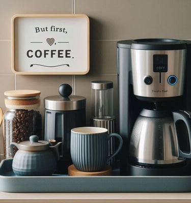 Functional Coffee Station with Accessories (Focus: Functional Setup)
