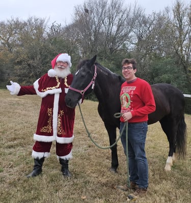 The Santa Cowboy with his Favorite horse Valentina and Josh