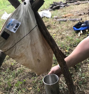Straining water with a MilBank bag