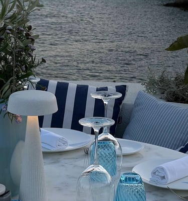 a table setting with a table setting for two