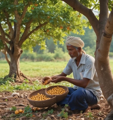 Smiling women from the village proudly displaying baskets of freshly harvested ingredients.