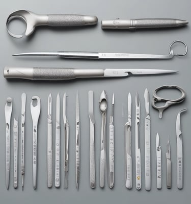 Tools and products neatly arranged on a clean podiatry workstation