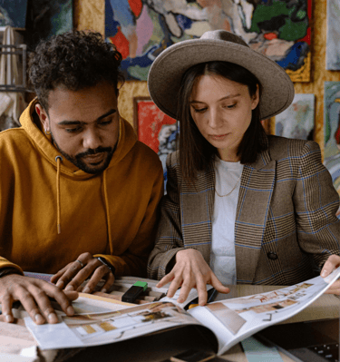 Creative professionals collaborating in a studio setting