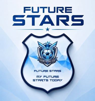 Future Stars football crest featuringthe future football club logo and motivational sports text.