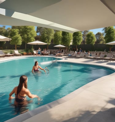 Aerial view of the high-rise towers with spacious wrap-around balconies and stilt parking.