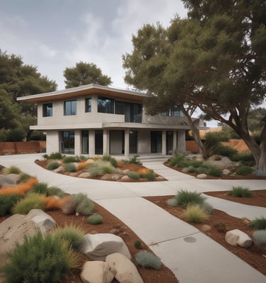 Express Concrete Mix truck navigating through a narrow urban street.